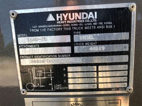 Battery Capacity 24V / 120Ah. . Hyundai forklift serial number lookup